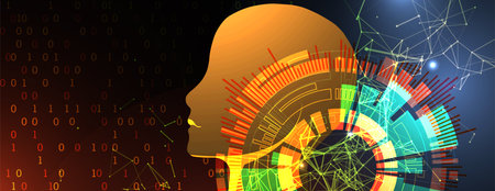 Plexus Artificial Intelligence concept.  Creative brain concept background. Vector science illustration.のイラスト素材