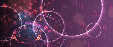 Technology background. Big data concept. Binary computer code.  Vector illustration.のイラスト素材