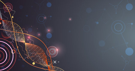 Science template, wallpaper or banner with a DNA molecules. Vector illustration.のイラスト素材