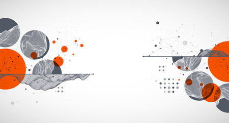 Trendy abstract wireframe background. Modern science or technology art elements. Surface illustration. Vectorのイラスト素材