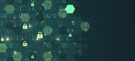 Secure digital space. Virtual confidential, programming protection. Vector