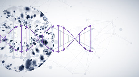 Abstract futuristic background for design works.Science template, wallpaper or banner with a DNA molecules. Vectorのイラスト素材