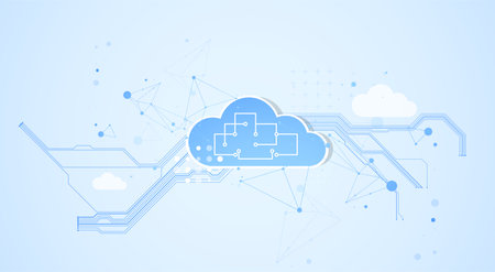 Cloud storage technology. Integrated digital web concept background. Vector
