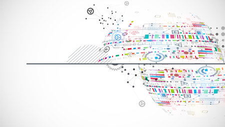 Scientific and technological ART concept. Abstract background with plexus effect. Vectorのイラスト素材