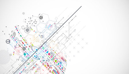 Scientific and technological ART concept. Abstract background with plexus effect. Vectorのイラスト素材