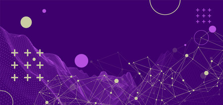 Template for science and technology presentation. Plexus style background. Vectorのイラスト素材