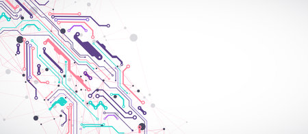Abstract background with plexus effect. Scientific and technological concept with the use of technical elements formed in the shape of a circle. Vectorのイラスト素材
