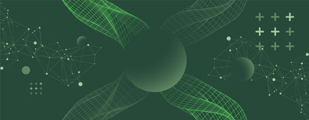 Abstract  background with wireframe waves. 3D surface. Vector