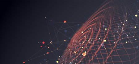 Template for science and technology presentation. Plexus style background. Vector