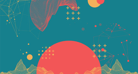 Trendy abstract wireframe background. Modern science or technology art elements. Surface illustration. Vector.のイラスト素材
