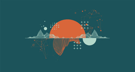 Trendy abstract wireframe background. Modern science or technology art elements. Surface illustration. Vector.のイラスト素材