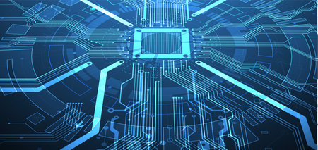 Abstract background on technological and scientific topics. CPU concept. Vector format.のイラスト素材