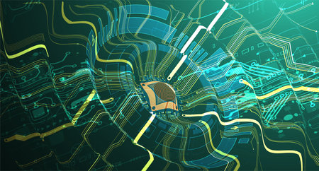 Abstract background on technological and scientific topics. CPU concept. Vector format.のイラスト素材