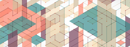 Abstract rectro colored  background in isometric style.  Vector