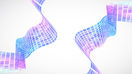 Abstract retro background. Waves are made of squares. Pixel art vector illustration.のイラスト素材