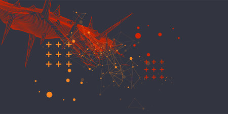 Wireframe science background with plexus effect. Futuristic handmade vector illustration.のイラスト素材