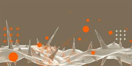 Wireframe science background with plexus effect. Futuristic handmade vector illustration.のイラスト素材