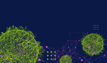 Abstract sphere background with plexus effect. 3D surface. Hand drawn vector.のイラスト素材