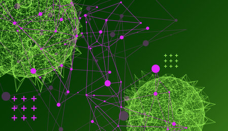 Abstract sphere background with plexus effect. 3D surface. Hand drawn vector.のイラスト素材