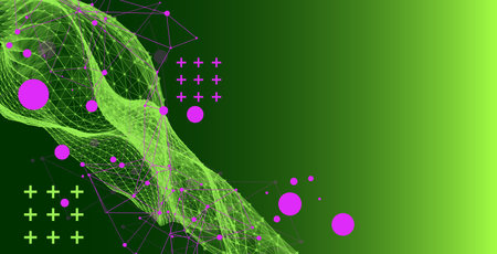 The abstract wave is made in a frame style. Template for science and technology presentation. Hand...