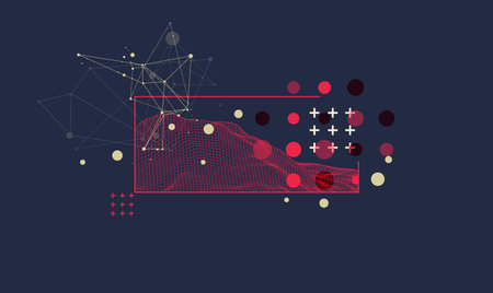 Modern science or technology elements in square. Trendy abstract background. Surface illustration....