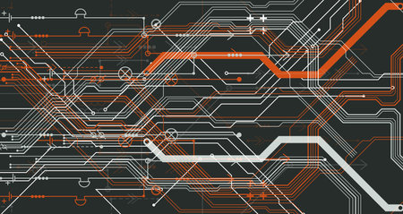 CPU concept. Circuit board. Technology background. Hand drawn vector.