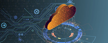 Cloud computing concept.Abstract connection technology background. Hand drawn vector.