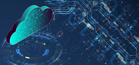 Cloud computing concept.Abstract connection technology background. Hand drawn vector.