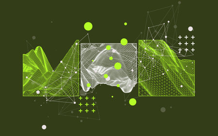 Modern science or technology elements in square. Trendy abstract background. Surface illustration....