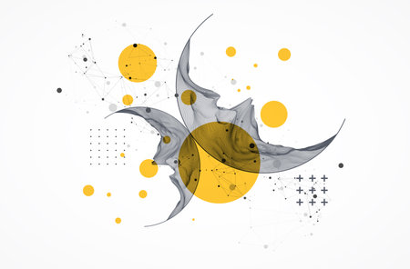 Modern science or technology elements. Trendy abstract background. Cyberspace surface illustration. Hand drawn vector.のイラスト素材