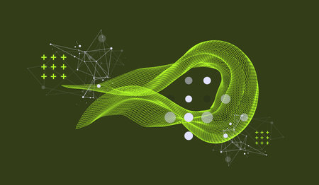 The abstract wave is made in a frame style. Template for science and technology presentation. Hand drawn vector art.のイラスト素材