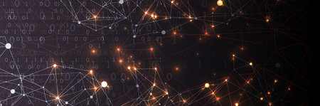 Technology background. Big data concept. Binary computer code. Hand drawn vector illustration.