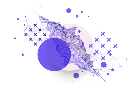 Abstract wireframe mountain background. Modern science or technology art elements. Surface illustration. Hand drawn vector.のイラスト素材