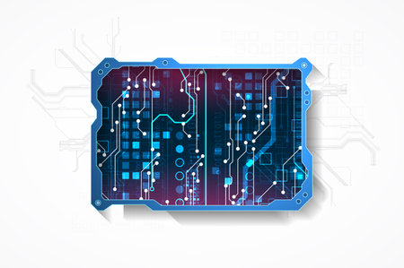 Technological abstract picture on a white background. Hand drawn vector.のイラスト素材