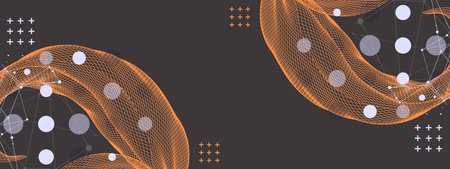 The abstract wave is made in a frame style. Template for science and technology presentation. Hand...