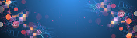 Vector abstract background with a wireframe dynamic pipes, line and particles inside circle.のイラスト素材