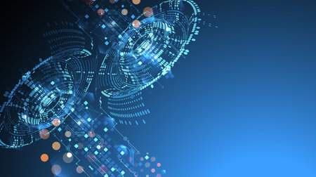 Halftone theme vector. Technology abstract background.のイラスト素材