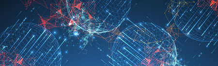 Big data numeric Sphere  theme with connected lines in technology style background.  Abstract 3d...