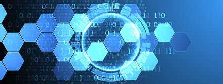 Hexagons on gradient color background. Hi-tech digital technology concept. Vector