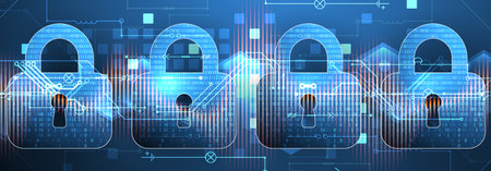 Secure digital background. Virtual confidential, programming protection. Hand drawn vector.