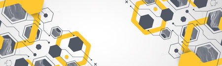 Modern science or technology abstract background using hexagonal shapes. Wireframe spot surface...