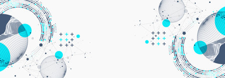 Sphere  theme with connected lines in technology style background. Wireframe illustration. Abstract 3d grid design. Hand drawn.のイラスト素材