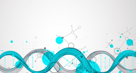 Abstract futuristic wireframe background for design works.
Science template, wallpaper or banner with a DNA molecules. Hand drawn.のイラスト素材