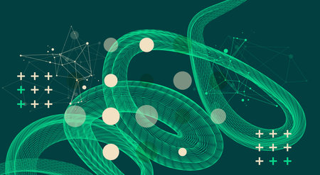 The abstract wave is made in a frame style. Template for science and technology presentation. Hand...