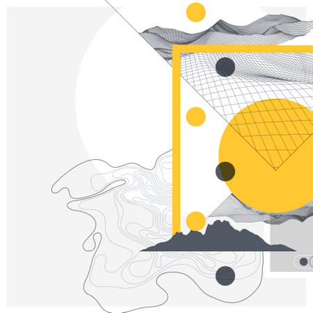 Abstract art wireframe background. Modern science or technology art elements. Surface illustration. Hand made vector.のイラスト素材