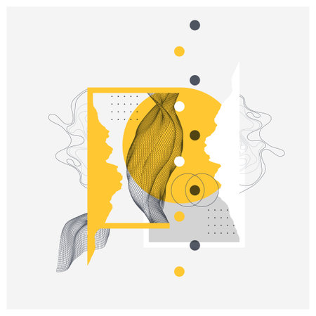 Abstract art wireframe background. Modern science or technology art elements. Surface illustration. Hand made vector.のイラスト素材