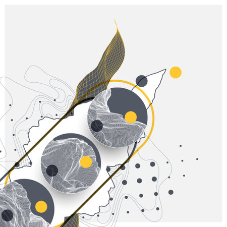 Abstract art wireframe background. Modern science or technology art elements. Surface illustration. Hand made vector.のイラスト素材