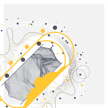 Abstract art wireframe background. Modern science or technology art elements. Surface illustration. Hand made vector.のイラスト素材