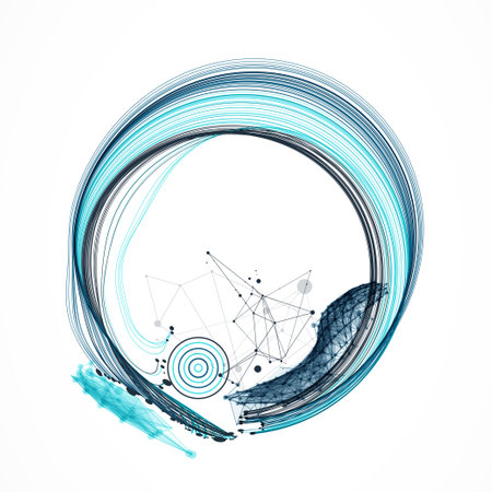 Abstract colored background with many intersecting lines. Hand drawn vector illustration.のイラスト素材