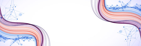 Abstract colored background with many intersecting lines. Hand drawn vector illustration.のイラスト素材